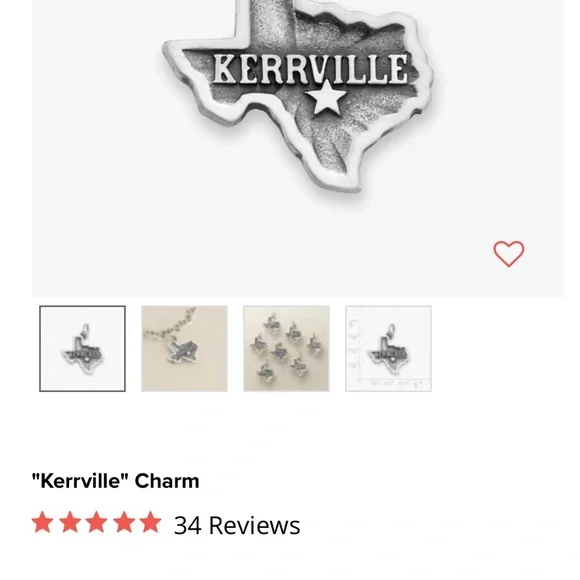 James Avery Texas Charms W/Rope Necklace!! 20” Necklace/Heart Of Texas/Kerrville